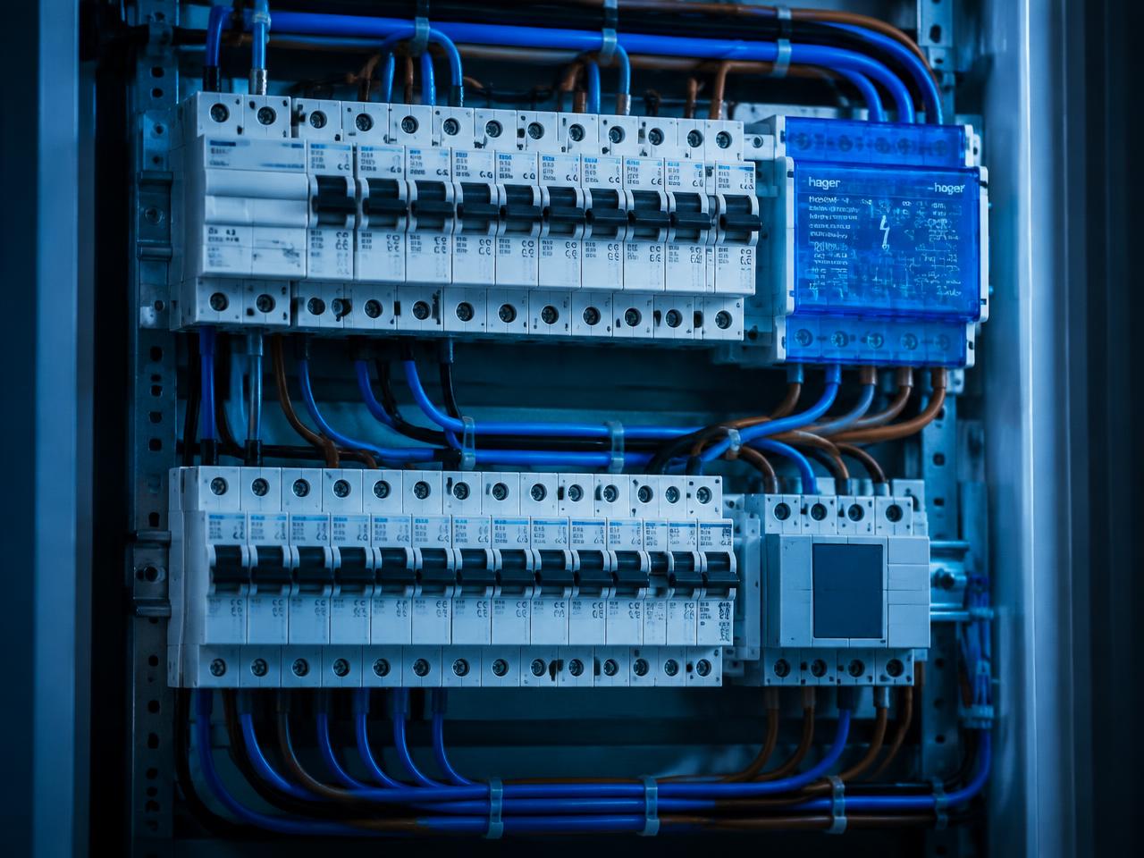 Neatly wired modern switchboard